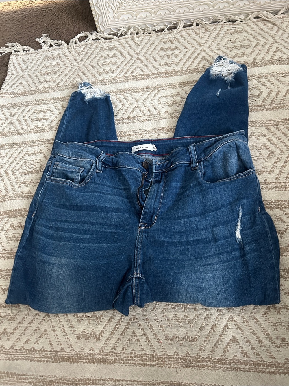 High-Rise Distressed Blue Skinny Jeans - Women's